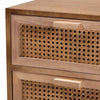 Baxton Studio Baden Mid-Century Modern Walnut Brown Finished Wood 3-Drawer End Table with Rattan