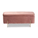 Baxton Studio Rockwell Contemporary Glam and Luxe Blush Pink Velvet Fabric Upholstered and Gold Finished Metal Storage Bench
