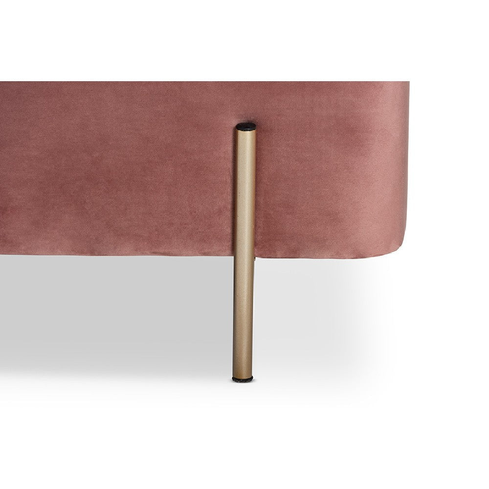 Baxton Studio Rockwell Contemporary Glam and Luxe Blush Pink Velvet Fabric Upholstered and Gold Finished Metal Storage Bench