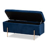 Baxton Studio Rockwell Contemporary Glam and Luxe Navy Blue Velvet Fabric Upholstered and Gold Finished Metal Storage Bench