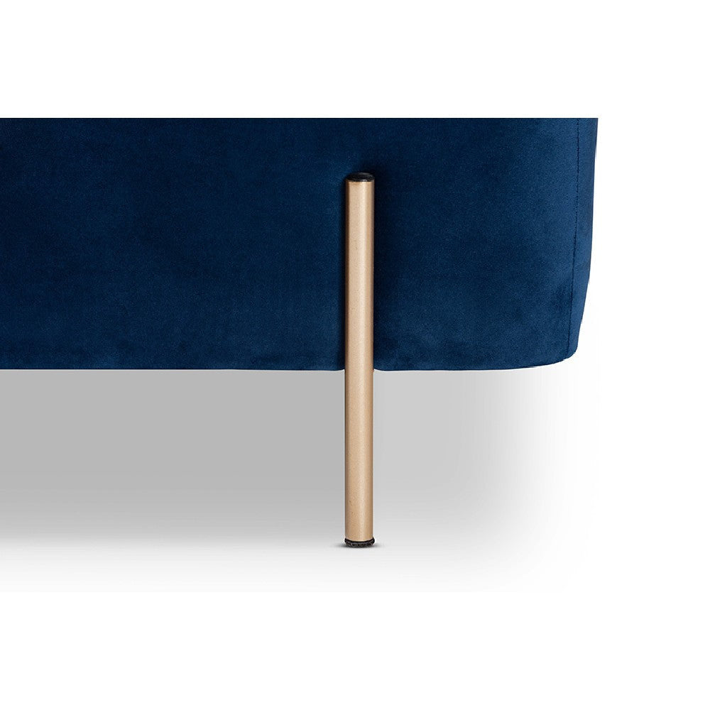 Baxton Studio Rockwell Contemporary Glam and Luxe Navy Blue Velvet Fabric Upholstered and Gold Finished Metal Storage Bench
