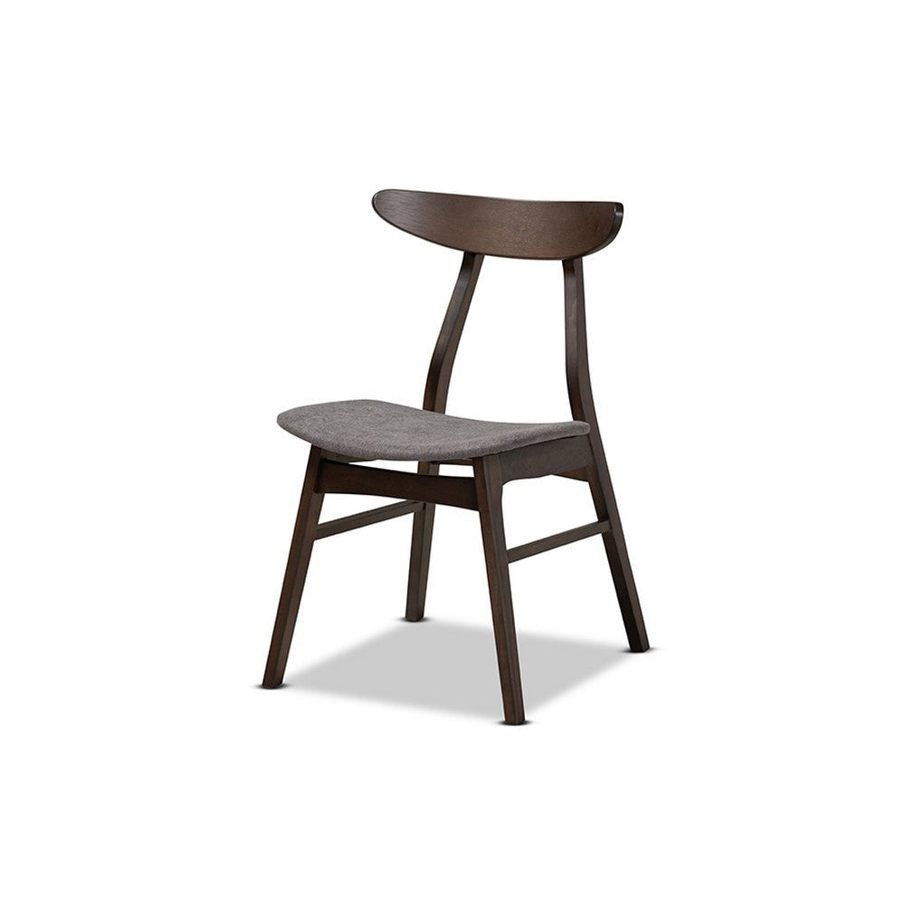 Baxton Studio Britte Mid-Century Modern Dark Grey Fabric Upholstered Dark Oak Brown Finished 5-Piece Wood Dining Set