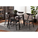 Baxton Studio Britte Mid-Century Modern Dark Grey Fabric Upholstered Dark Oak Brown Finished 5-Piece Wood Dining Set