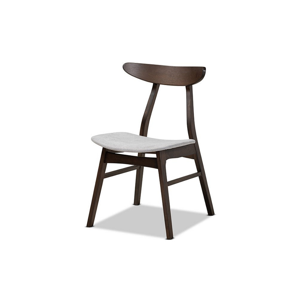 Baxton Studio Britte Mid-Century Modern Light Grey Fabric Upholstered Dark Oak Brown Finished 5-Piece Wood Dining Set