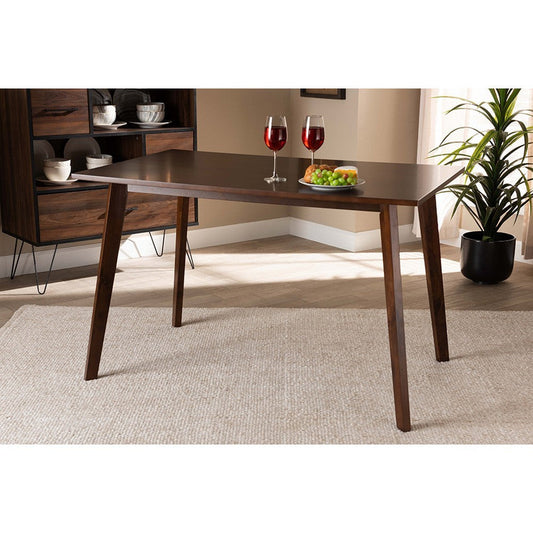 Baxton Studio Britte Mid-Century Modern Transitional Walnut Brown Finished Rectangular Wood Dining Table