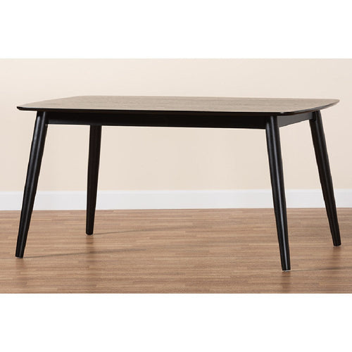 Baxton Studio Flora Mid-Century Modern Black Finished Wood Dining Table