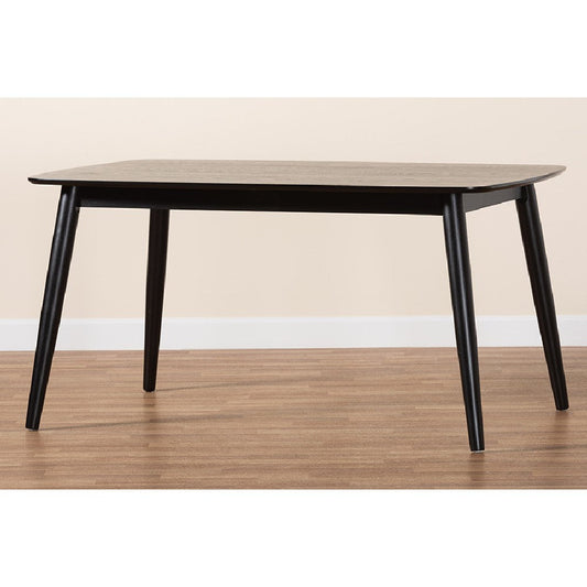 Baxton Studio Flora Mid-Century Modern Black Finished Wood Dining Table