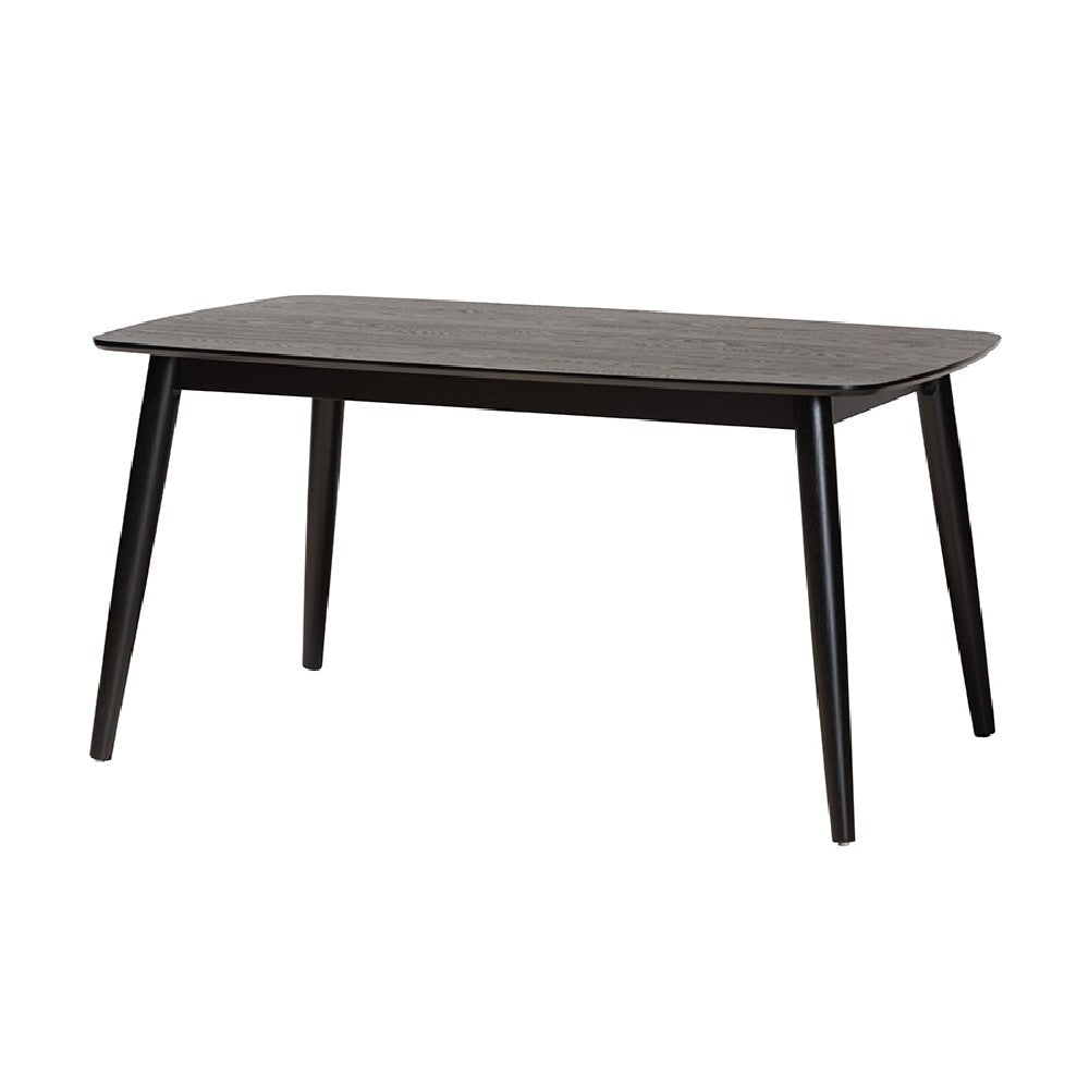 Baxton Studio Flora Mid-Century Modern Black Finished Wood Dining Table WHI-Flora-Black-DT