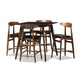 Baxton Studio Flora Mid-Century Modern Black Faux-Leather Upholstered Walnut Finished 5-Piece Pub Set WHI-Flora-Black-Walnut-5PC-Pub-Set