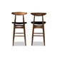 Baxton Studio Flora Mid-Century Modern Black Faux Leather Upholstered Walnut Finished Bar Stool (Set of 2) WHI-Flora-Black-Walnut-BS