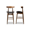 Baxton Studio Flora Mid-Century Modern Black Faux Leather Upholstered Walnut Finished Bar Stool (Set of 2) WHI-Flora-Black-Walnut-BS