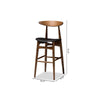 Baxton Studio Flora Mid-Century Modern Black Faux Leather Upholstered Walnut Finished Bar Stool (Set of 2)