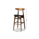 Baxton Studio Flora Mid-Century Modern Black Faux Leather Upholstered Walnut Finished Bar Stool (Set of 2)