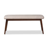 Baxton Studio Flora Mid-Century Modern Light Grey Fabric Upholstered Walnut Finished Wood Dining Bench WHI-Flora-Light-Grey-Walnut-Bench