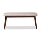 Baxton Studio Flora Mid-Century Modern Light Grey Fabric Upholstered Walnut Finished Wood Dining Bench WHI-Flora-Light-Grey-Walnut-Bench