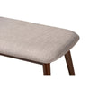 Baxton Studio Flora Mid-Century Modern Light Grey Fabric Upholstered Walnut Finished Wood Dining Bench WHI-Flora-Light-Grey-Walnut-Bench
