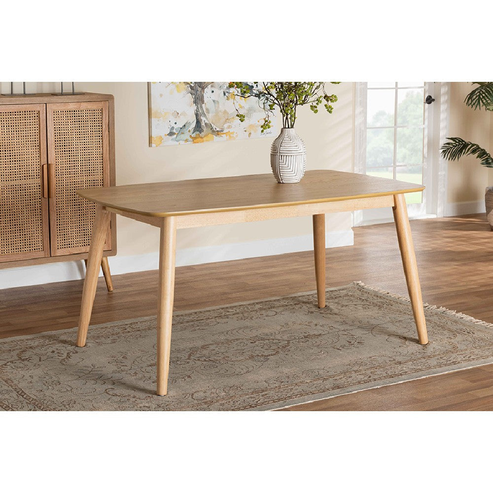 Baxton Studio Flora Mid-Century Modern Natural Oak Finished Wood Dining Table