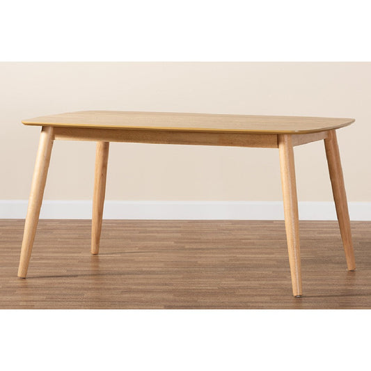 Baxton Studio Flora Mid-Century Modern Natural Oak Finished Wood Dining Table