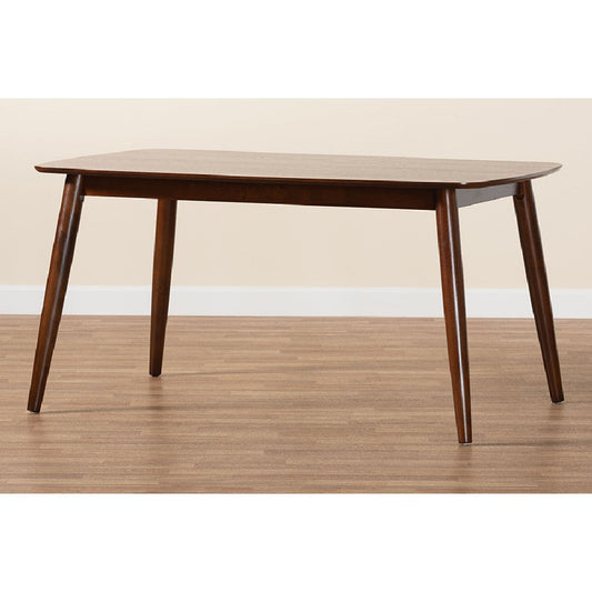 Baxton Studio Flora Mid-Century Modern Walnut Brown Finished Wood Dining Table