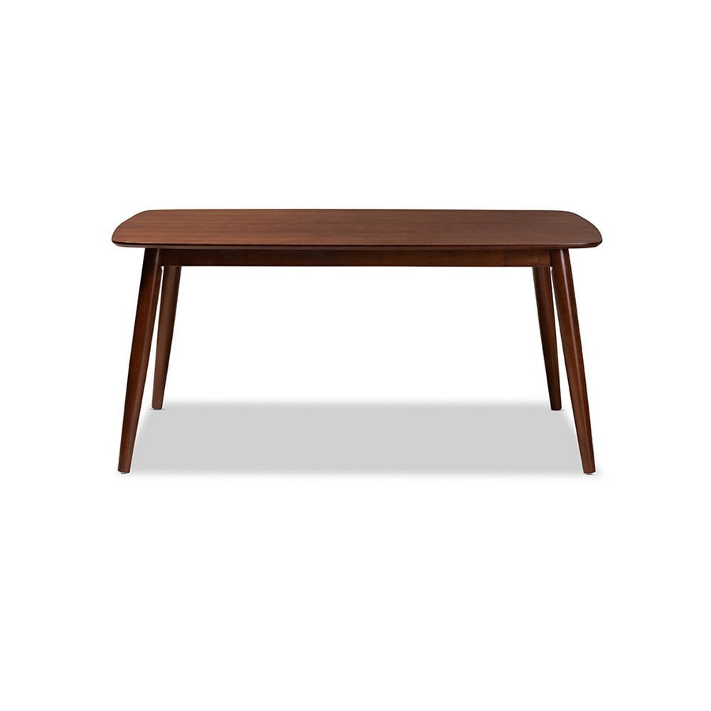 Baxton Studio Edna Mid-Century Modern Walnut Finished Wood Dining Table