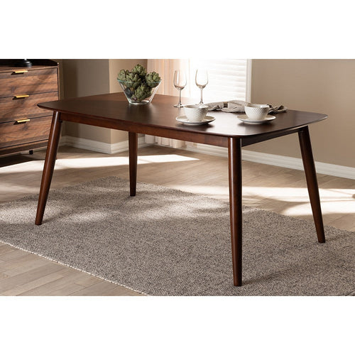 Baxton Studio Edna Mid-Century Modern Walnut Finished Wood Dining Table