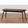 Baxton Studio Flora II Mid-Century Modern Dark Grey Fabric Upholstered Medium Oak Finished Wood Dining Bench