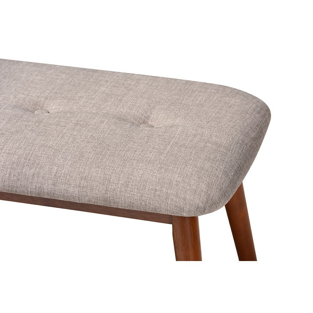 Baxton Studio Flora II Mid-Century Modern Light Grey Fabric Upholstered Medium Oak Finished Wood Dining Bench