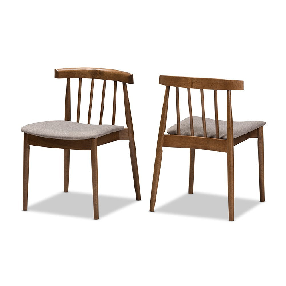 Baxton Studio Wyatt Mid-Century Modern Walnut Wood 5-Piece Dining Set WHI-Florence-Dining-Set