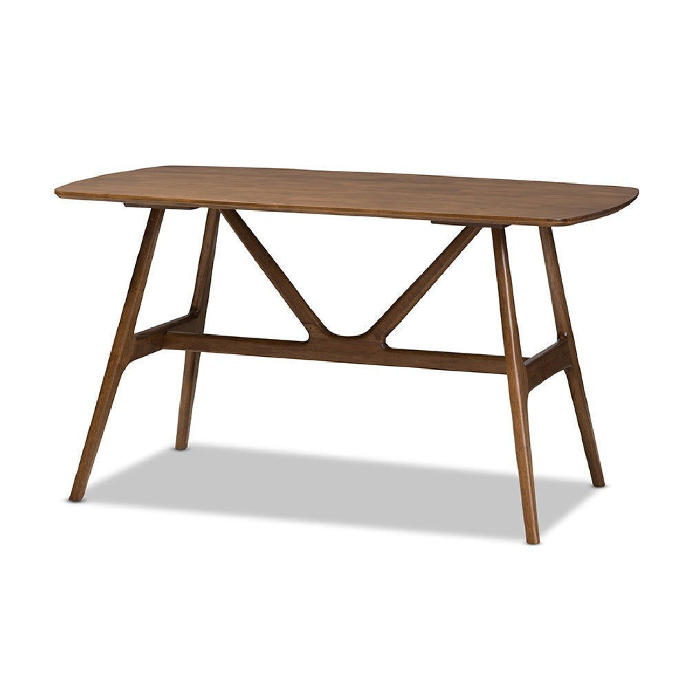 Baxton Studio Wyatt Mid-Century Modern Walnut Wood 5-Piece Dining Set WHI-Florence-Dining-Set