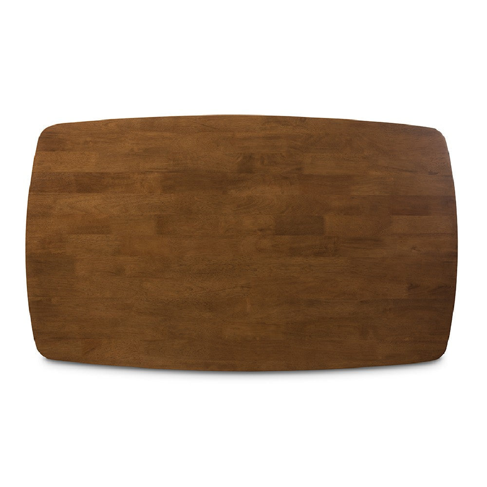 Baxton Studio Wyatt Mid-Century Modern Walnut Wood 5-Piece Dining Set WHI-Florence-Dining-Set