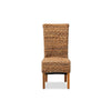 bali & pari Trianna Rustic Transitional Natural Seagrass and Brown Finished Wood Dining Chair WHI-Florence-Highback-Natural-DC