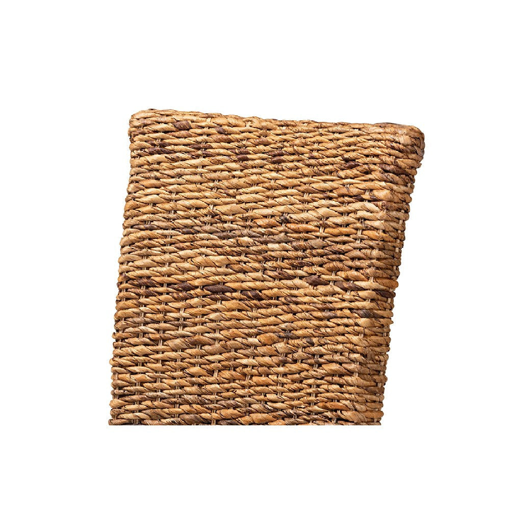 bali & pari Trianna Rustic Transitional Natural Seagrass and Brown Finished Wood Dining Chair WHI-Florence-Highback-Natural-DC