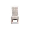bali & pari Trianna Rustic Transitional Whitewashed Rattan and Natural Brown Finished Wood Dining Chair