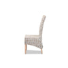 bali & pari Trianna Rustic Transitional Whitewashed Rattan and Natural Brown Finished Wood Dining Chair