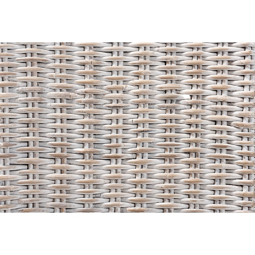 bali & pari Trianna Rustic Transitional Whitewashed Rattan and Natural Brown Finished Wood Dining Chair