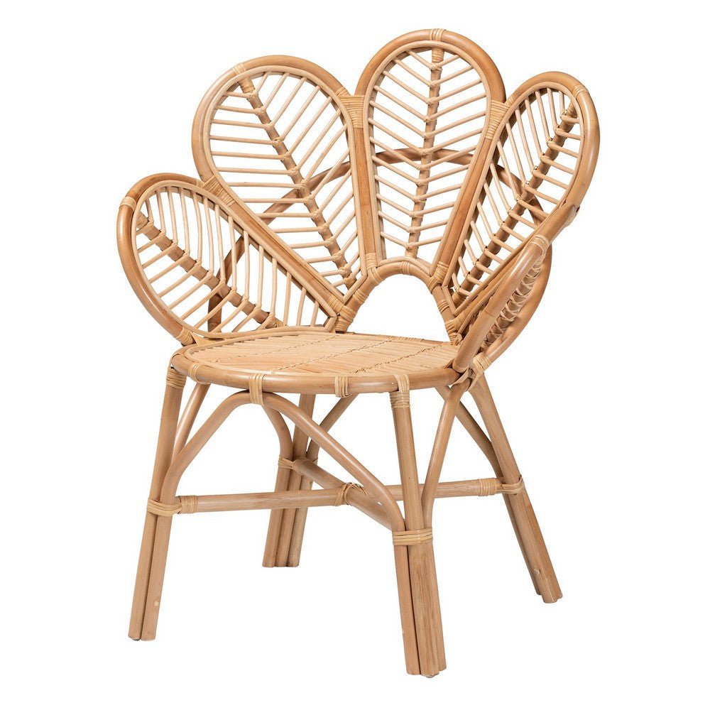 bali & pari Eliava Modern Bohemian Natural Rattan Flower Accent Chair WHI-Flower-Natural-AC
