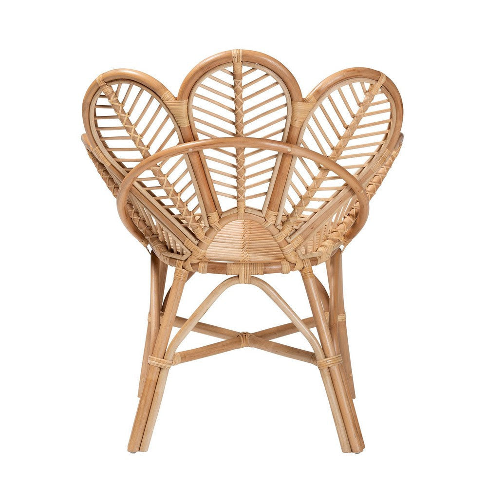 bali & pari Eliava Modern Bohemian Natural Rattan Flower Accent Chair WHI-Flower-Natural-AC