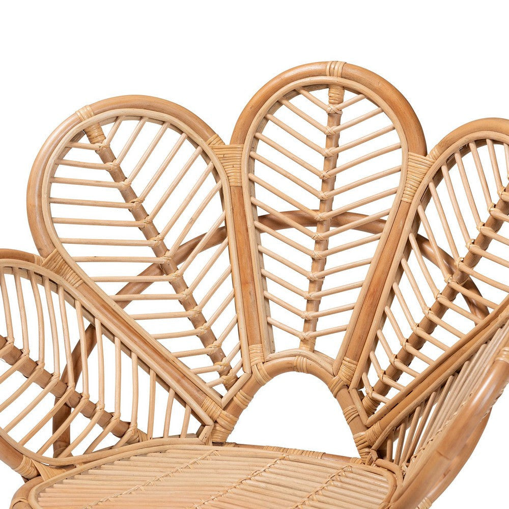 bali & pari Eliava Modern Bohemian Natural Rattan Flower Accent Chair WHI-Flower-Natural-AC