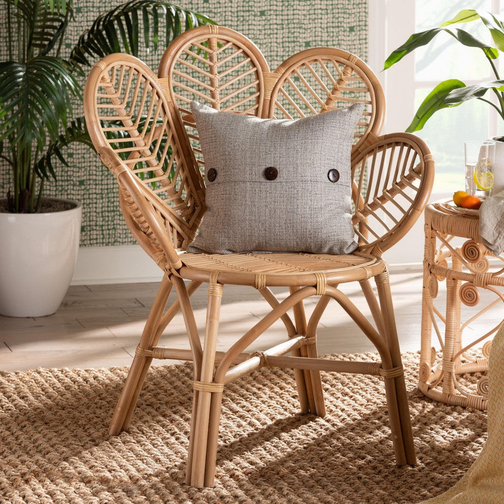 bali & pari Eliava Modern Bohemian Natural Rattan Flower Accent Chair WHI-Flower-Natural-AC