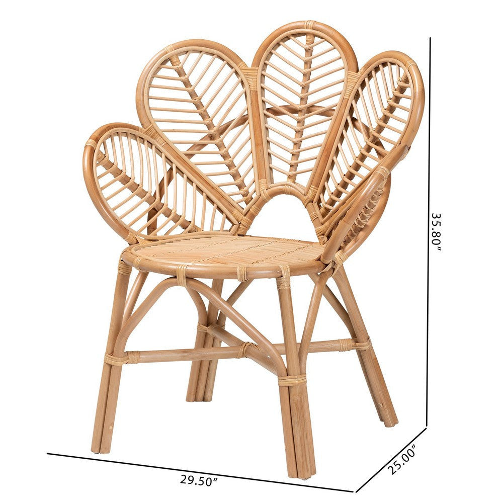 bali & pari Eliava Modern Bohemian Natural Rattan Flower Accent Chair WHI-Flower-Natural-AC
