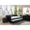 Baxton Studio Frank Modern and Contemporary Black Faux Leather Button-Tufting Sofa Twin Daybed with Roll-Out Trundle Guest Bed