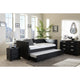 Baxton Studio Frank Modern and Contemporary Black Faux Leather Button-Tufting Sofa Twin Daybed with Roll-Out Trundle Guest Bed