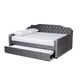 Baxton Studio Freda Transitional and Contemporary Grey Velvet Fabric Upholstered and Button Tufted Full Size Daybed with Trundle