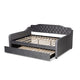 Baxton Studio Freda Transitional and Contemporary Grey Velvet Fabric Upholstered and Button Tufted Full Size Daybed with Trundle
