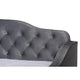 Baxton Studio Freda Transitional and Contemporary Grey Velvet Fabric Upholstered and Button Tufted Full Size Daybed with Trundle