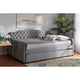 Baxton Studio Freda Transitional and Contemporary Grey Velvet Fabric Upholstered and Button Tufted Full Size Daybed with Trundle