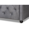 Baxton Studio Freda Transitional and Contemporary Grey Velvet Fabric Upholstered and Button Tufted Full Size Daybed