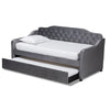 Baxton Studio Freda Traditional and Transitional Grey Velvet Fabric Upholstered and Button Tufted Twin Size Daybed with Trundle