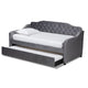 Baxton Studio Freda Traditional and Transitional Grey Velvet Fabric Upholstered and Button Tufted Twin Size Daybed with Trundle