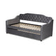 Baxton Studio Freda Traditional and Transitional Grey Velvet Fabric Upholstered and Button Tufted Twin Size Daybed with Trundle
